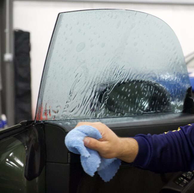 DSCF2121 Installing window tint on glass